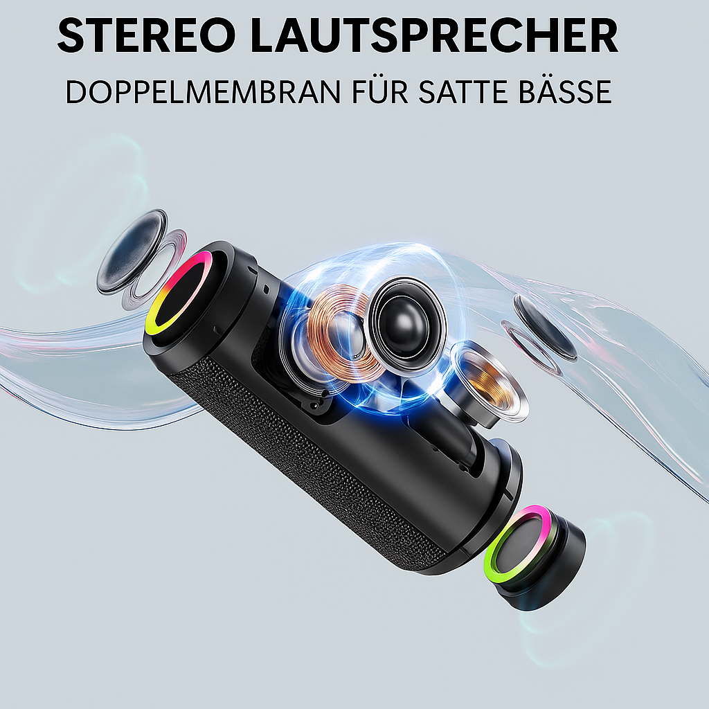 Enceinte Bluetooth 20W IPX6 Étanche RGB Bass Boost Stéréo TWS