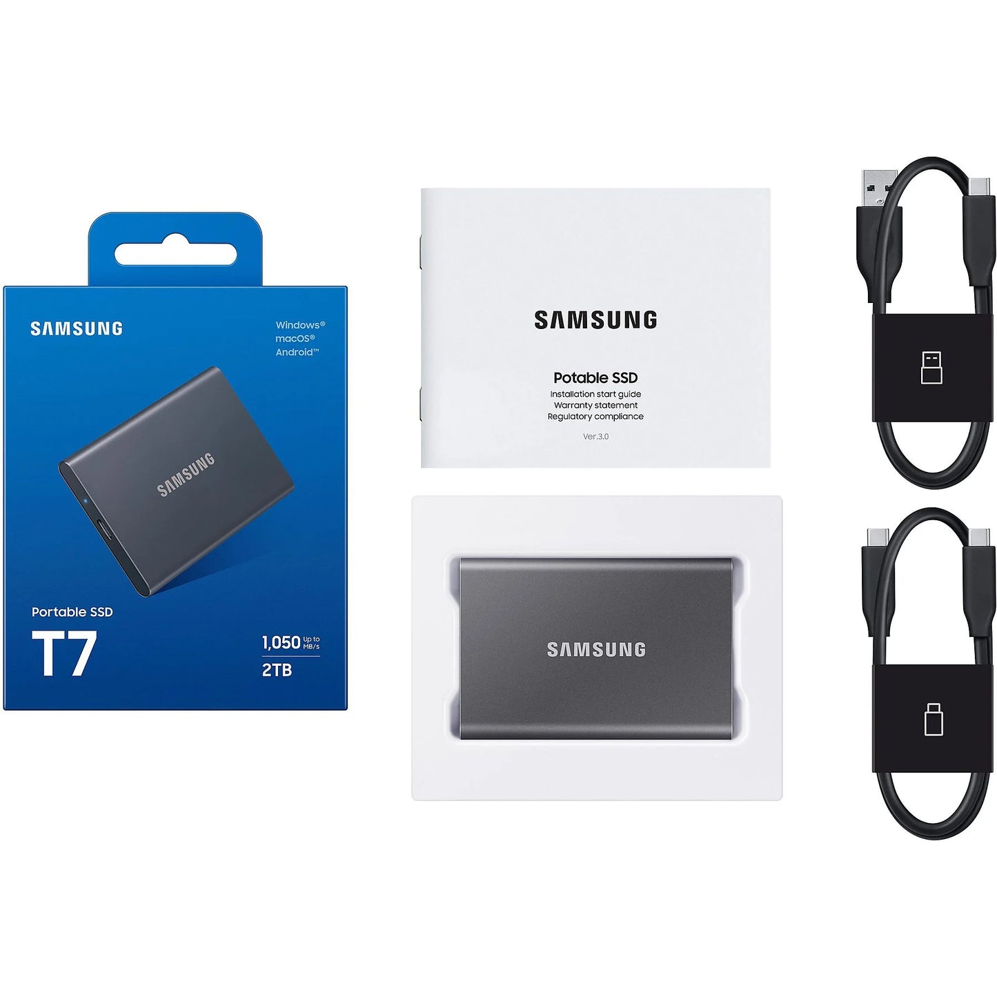 SAMSUNG SSD portátil T7 PC/Mac disco rígido, 1-4 TB SSD, externo