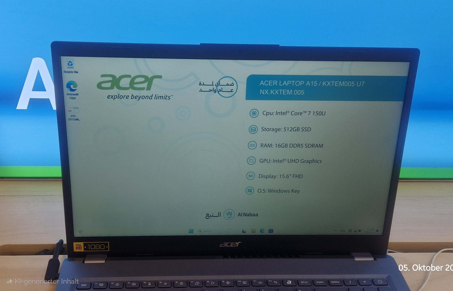 ACER Laptop A15 / KXTEM.005 U7